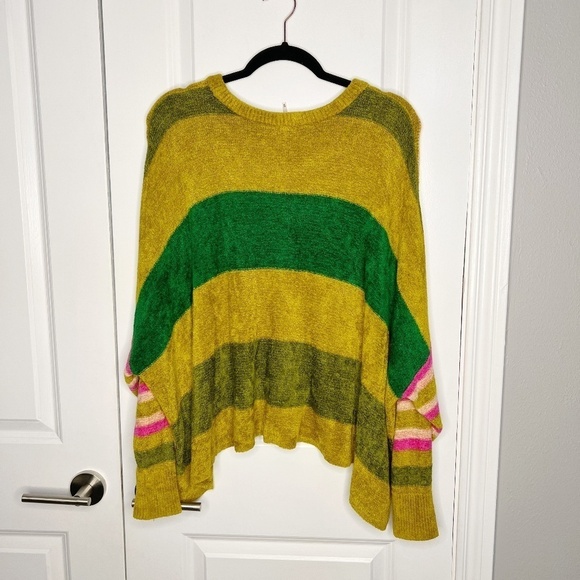 Free People All About You Stripe Chenille Sweater in Multi Size XS Pink Green - Picture 6 of 10